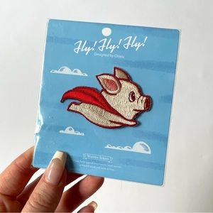 Flying Pig “Super Pig” Embroidered Iron-On Patch - Cute Patch for Pig Lovers​